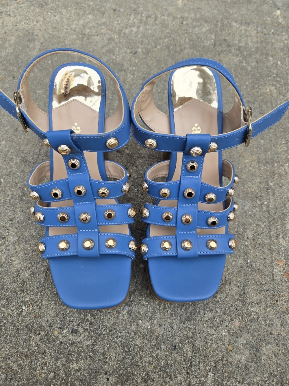 Andrea Blue Studded Strappy Women's Sandals